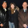 Kenzo Takada, Jane Birkin et Christophe Girard lors de la cérémonie de recueillement pour le premier anniversaire du tsunami japonais. Paris, le 11 mars 2012.