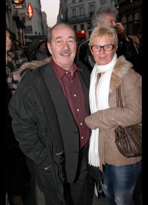 Jean Sarrus et sa femme lors de l'hommage à Gérard Rinaldi au théâtre de La Michodière, à Paris, le 12 mars 2012