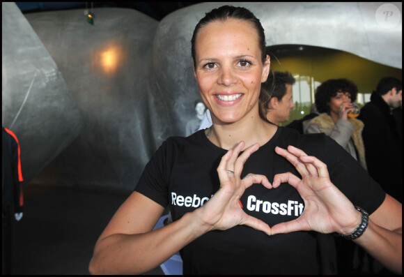 Laure Manaudou le 13 mars 2012 au centre Pompidou pour le lancement de Crossfit