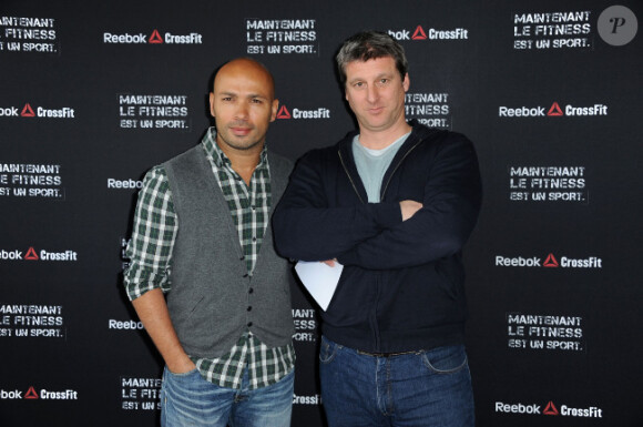 Eric Judor et François Pecheux le 13 mars 2012 au centre Pompidou pour le lancement de Crossfit