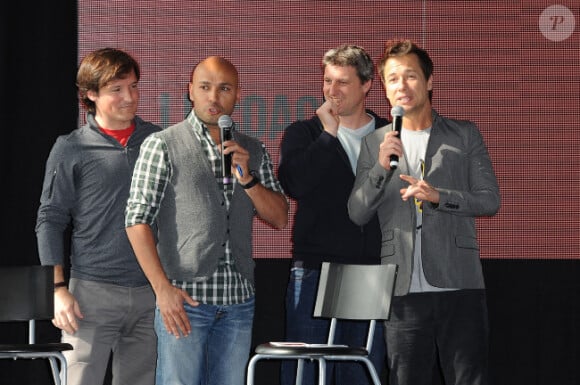Eric Judor et Stéphane Rousseau le 13 mars 2012 au centre Pompidou pour le lancement de Crossfit