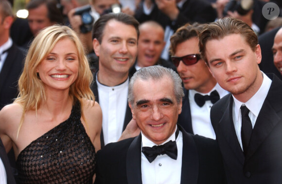 Cameron Diaz, Martin Scorsese et Leonardo DiCaprio, en mai 2002 à Cannes, lors de la présentation de Gangs of New York.