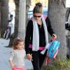 Alessandra Ambrosio, enceinte, emmène sa fille à l'école, à Los Angeles, le 19 mars 2012