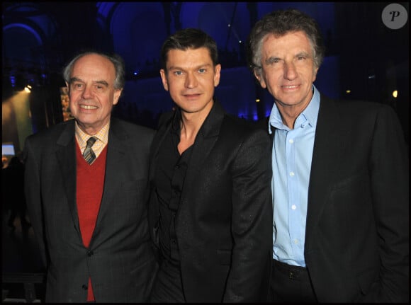 Frédéric Mitterrand, Antoine Baduel et Jack Lang lors de la soirée des 20 ans de Radio FG au Grand Palais le 5 avril 2012 à Paris