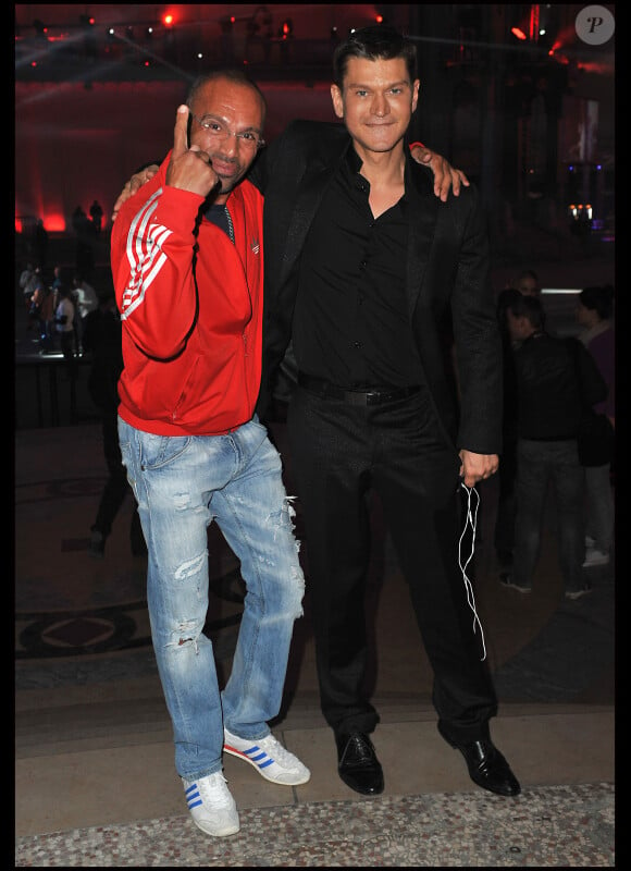 DJ David Morales et Antoine Baduel lors de la soirée des 20 ans de Radio FG au Grand Palais le 5 avril 2012 à Paris