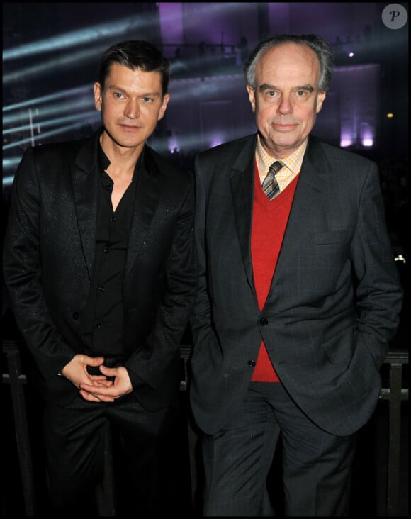 Antoine Baduel et Frédéric Mitterrand lors de la soirée des 20 ans de Radio FG au Grand Palais le 5 avril 2012 à Paris