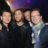 David Guetta aux côtés d'Antoine Baduel lors des 20 ans de FG Radio le 5 avril 2012 au Grand Palais