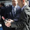 Le prince Albert II de Monaco au Salon WIMA des nouvelles technologies pour téléphones portables et applications sans fil, à Monaco, le 12 avril 2012.