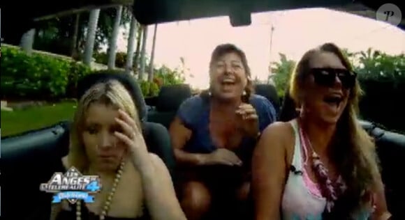 Myriam, Aurélie et Catherine en voiture dans les Anges de la télé-réalité 4, mercredi 18 avril 2012 sur NRJ 12