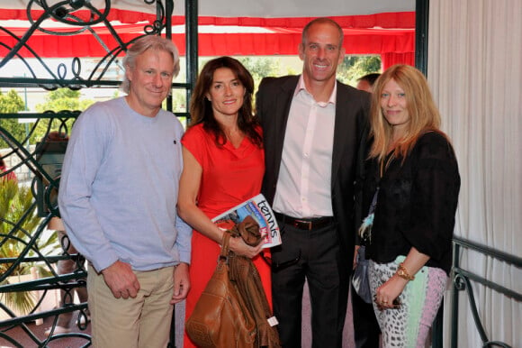 Guy Forget, Björn Borg et leurs femmes le 20 avril 2012 au Masters 1000 de Monte-Carlo