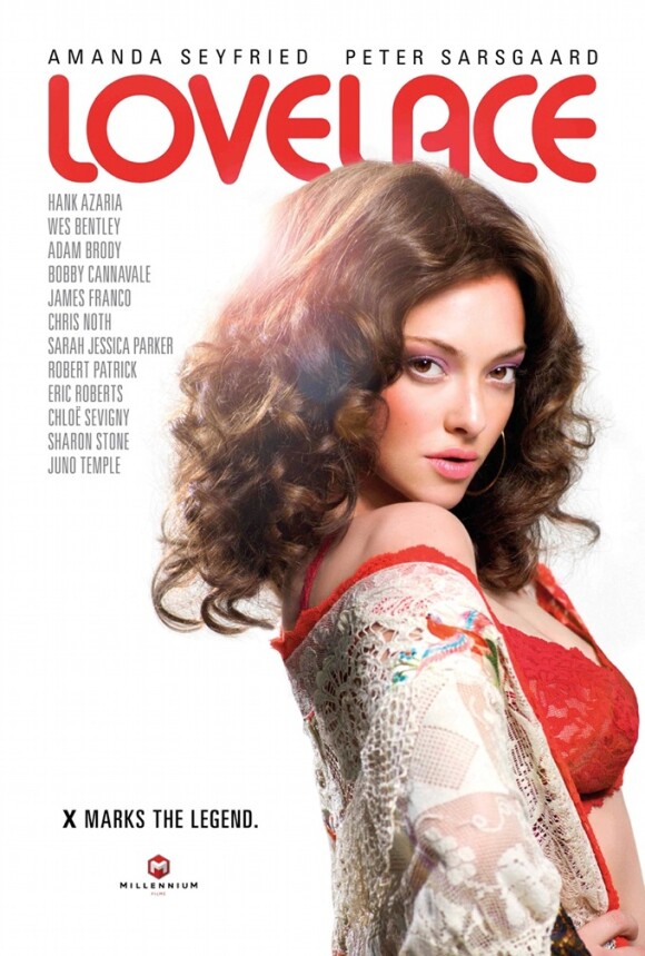 L'affiche de Lovelace de Rob Epstein et Jeffrey Friedman, avec Amanda Seyfried dans le rôle-titre.