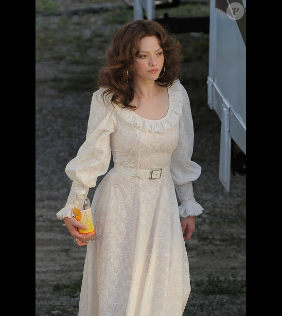 Amanda Seyfried sur le tournage de Lovelace, en janvier 2012 à Los Angeles.