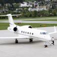 Le jet de Mariah Carey et de sa famille, posé sur la piste d'atterrissage de l'aéroport d'Innsbruck. Le 30 avril 2012.