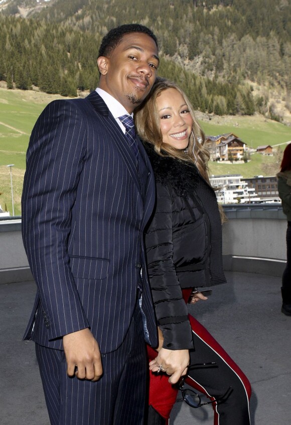Mariah Carey et Nick Cannon, tout sourire à Ischgl en Autriche. Le 30 avril 2012.