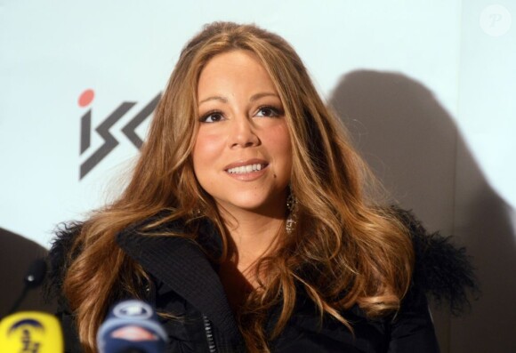 Mariah Carey, en conférence de presse à Ischgl, avant de clôturer la saison de ski avec un concert en plein air. Le 30 avril 2012.