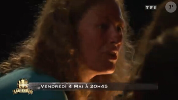 Maud est choquée des reproches de Freddy durant le conseil dans la bande-annonce de Koh Lanta : La Revanche des héros, diffusé le vendredi 4 mai 2012 sur TF1