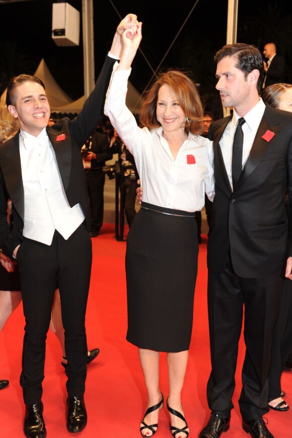 Nathalie Baye et Melvil Poupaud au Festival de Cannes 2012, vendredi 18 mai, pour la présentation de Laurence Anyways de Xavier Dolan.