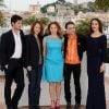 Melvil Poupaud, Nathalie Baye, Suzanne Clément et Monia Chokri ont posé avec le réalisateur Xavier Dolan pour la présentation de Laurence Anyways au Festival de Cannes le 19 mai 2012.