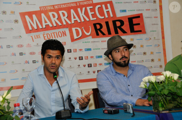 Jamel Debbouze aux côtés de Redouanne Harjane en juin 2011 lors de la conférence de presse du Marrakech du Rire à Marrakech