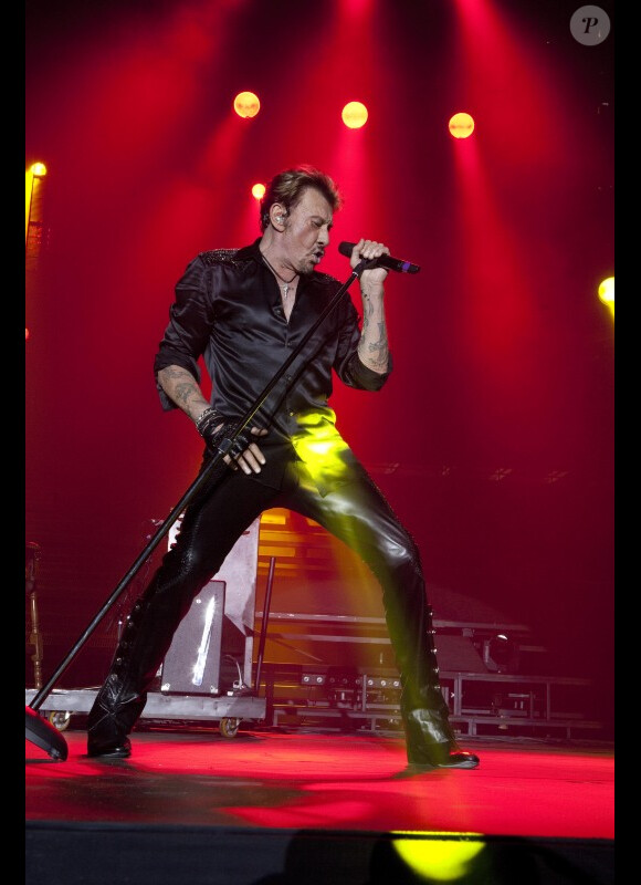 Johnny Hallyday en concert à Montpellier, le 14 mai 2012.