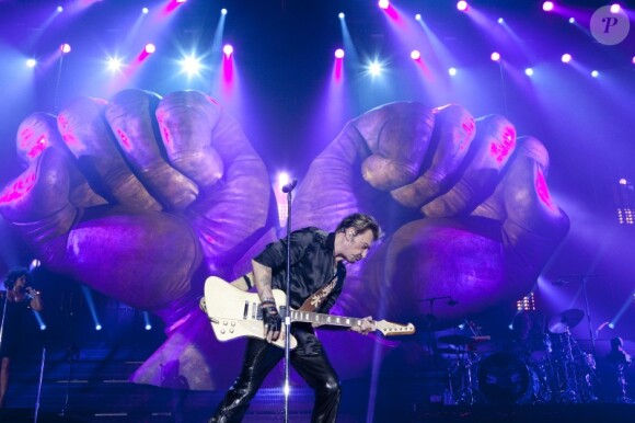 Johnny Hallyday en concert à Montpellier pour le lancement de la tournée, le 14 mai 2012.