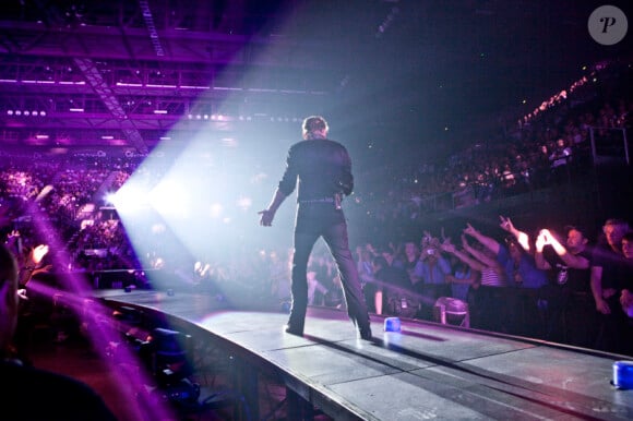 Johnny Hallyday sur scène en concert à Montpellier, le 15 mai 2012.