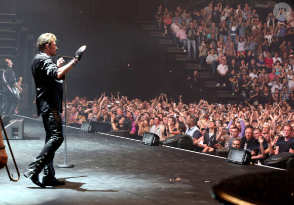 Johnny Hallyday en concert à Montpellier, le 14 mai 2012.