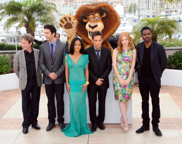 Le casting des voix anglaises du film Madagascar 3 à Cannes dont Ben Stiller (au centre)