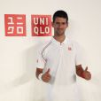 Novak Djokovic présente sa nouvelle tenue pour Roland Garros issue de sa collaboration avec son nouvel équipementier Uniqlo le 23 mai 2012 à Paris