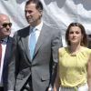 Felipe et Letizia d'Espagne inauguraient le 25 mai 2012 le 71e Salon du livre de Madrid.