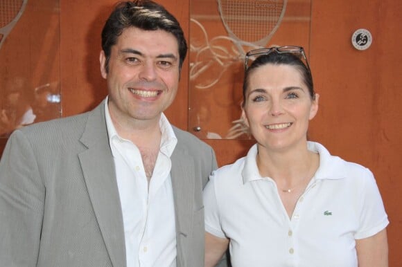Marie-Claire Restoux et son mari au tournoi de Roland-Garros, à Paris le 30 mai 2012
