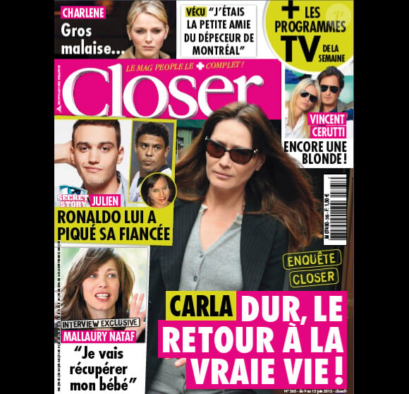 Le magazine Closer en kiosques le samedi 9 juin 2012.