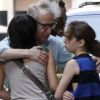 Woody Allen avec ses filles adoptives Bechet et Manzie Tio, à Los Angeles le 15 juin 2012.