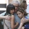 Woody Allen quitte son hôtel avec ses filles adoptives Bechet et Manzie Tio, à Los Angeles le 15 juin 2012.