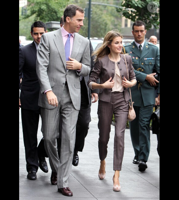Letizia et Felipe d'Espagne à New York le 22 juin 2012. Le couple princier visite les locaux du groupe Univision