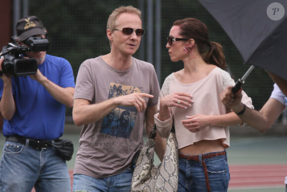 Noomi Rapace et le réalisateur Niels Arden Oplev sur le tournage de Dead Man Down à New York, le 25 juin 2012.