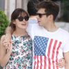 Les amoureux Keira Knightley et son fiancé James Righton, membre des Klaxons, à New York le 1er juillet 2012