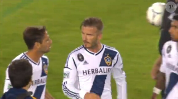 David Beckham se dispute lors du match opposant les Los Angeles Galaxy et les San Jose Earthquakes, le 30 juin 2012