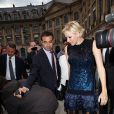 Au lendemain du défilé Dior, auquel elle a assisté au côté de Bernard Arnault, la princesse Charlene de Monaco était présente place Vendôme à Paris mardi 3 juillet 2012 pour l'inauguration de la boutique Louis Vuitton Joaillerie au 23, en présence du directeur artistique Lorenz Bäumer.