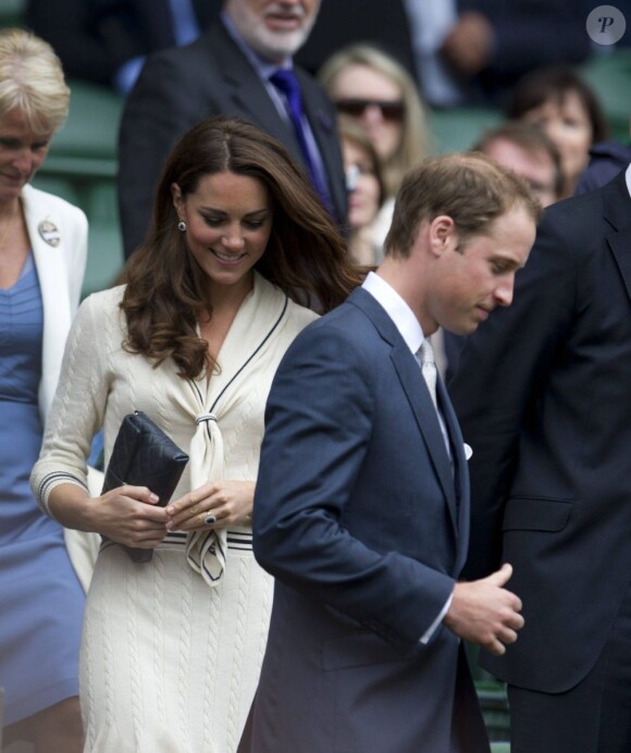 Kate Middleton et le prince William assistaient le 4 juillet 2012 au match de Roger Federer sur le court central, à Wimbledon.