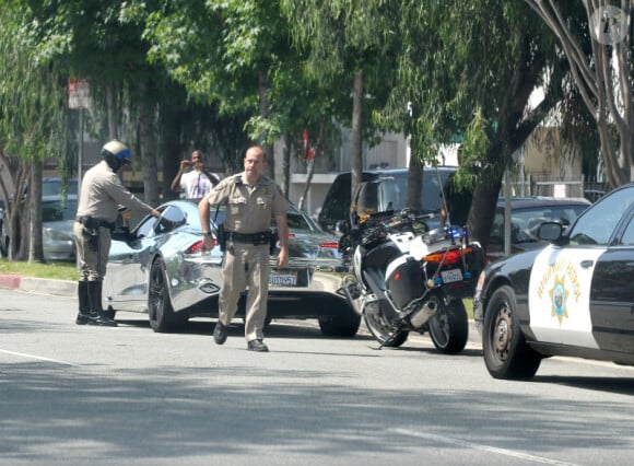 Justin Bieber, arrêté par la police suite à un excès de vitesse, le vendredi 6 juillet 2012 à Los Angeles.
