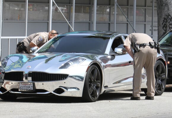 Le chanteur canadien Justin Bieber, arrêté par la police suite à un excès de vitesse, le vendredi 6 juillet 2012 à Los Angeles.