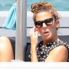 Bianca Brandolini d'Adda sur un yacht à Taormina, le 9 juillet 2012.