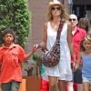 Heidi Klum en compagnie de ses quatre enfants, Leni, Henry, Johan et Lou à New York, le 14 juillet 2012
