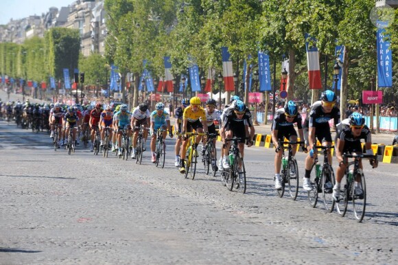 Bradley Wiggins, vainqueur du Tour de France 2012 lors de la dernière étape le dimanche 22 juillet 2012