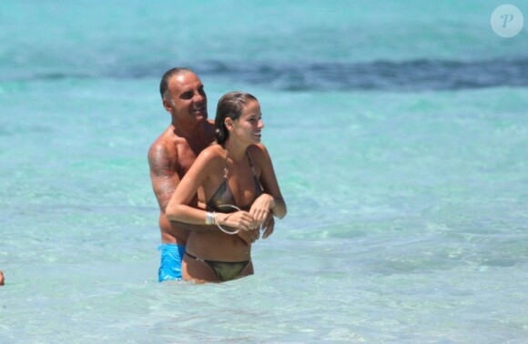 Christian Audigier et sa belle Nathalie Sorensen lors de leur escapade entre l'île de Formentera et Ibiza entre le 18 et le 22 juillet 2012