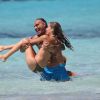 Christian Audigier et sa belle Nathalie Sorensen comme des enfants lors de leur escapade entre l'île de Formentera et Ibiza entre le 18 et le 22 juillet 2012