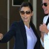 Jessica Biel, souriante, quitte l'hôtel Four Seasons à Beverly Hills. Le 24 juillet 2012.