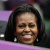 Michelle Obama assiste à un match de tennis du tournoi Simple dames, à Wimbledon (Londres), le samedi 28 juillet 2012.