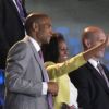 Michelle Obama et Usain Bolt, à la cérémonie d'ouverture des Jeux Olympiques, le 27 juillet à Stratford (Londres).